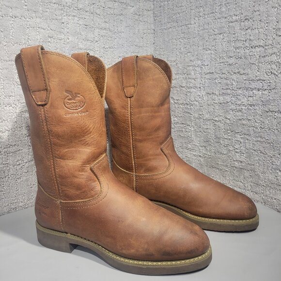 Georgia Farm and Ranch Men's Size 7D Brown Leather Pull on Welington Boots G5814 - Picture 5 of 10